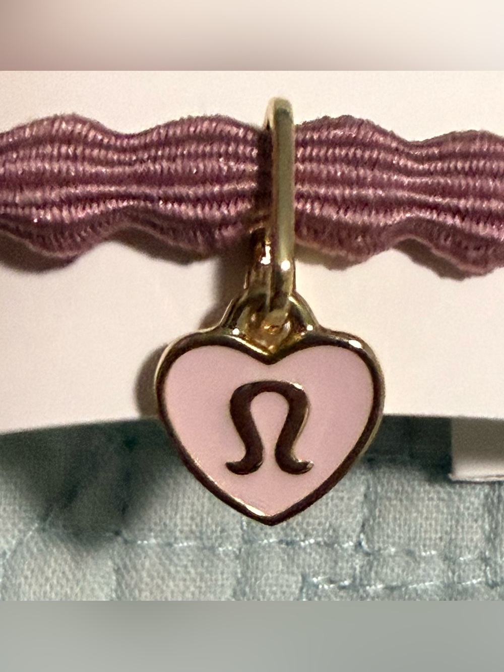 lululemon, NWT, elastic hair tie or bracelet features Heart Charm lululemon logo - Picture 2 of 5